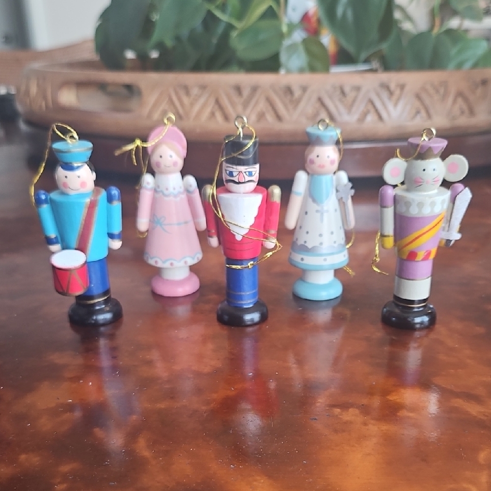 Avon Colorful Wooden Nutcracker Ornaments Set